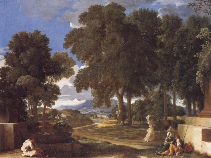 Nicolas Poussin Landscape with a Man Washing His Feet at a Fountain France oil painting art
